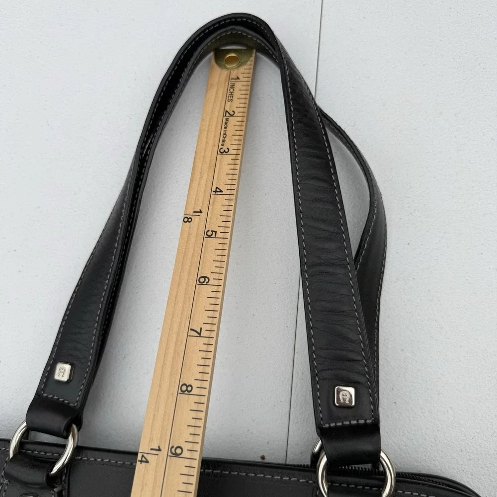 Etienne Aigner Handbag Black Leather Grunge Vintage‎ Two Handle